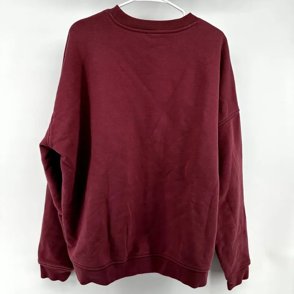 Alo Renown Heavyweight Crew Neck Pullover Sweatshirt Oversized Unisex Pink XL